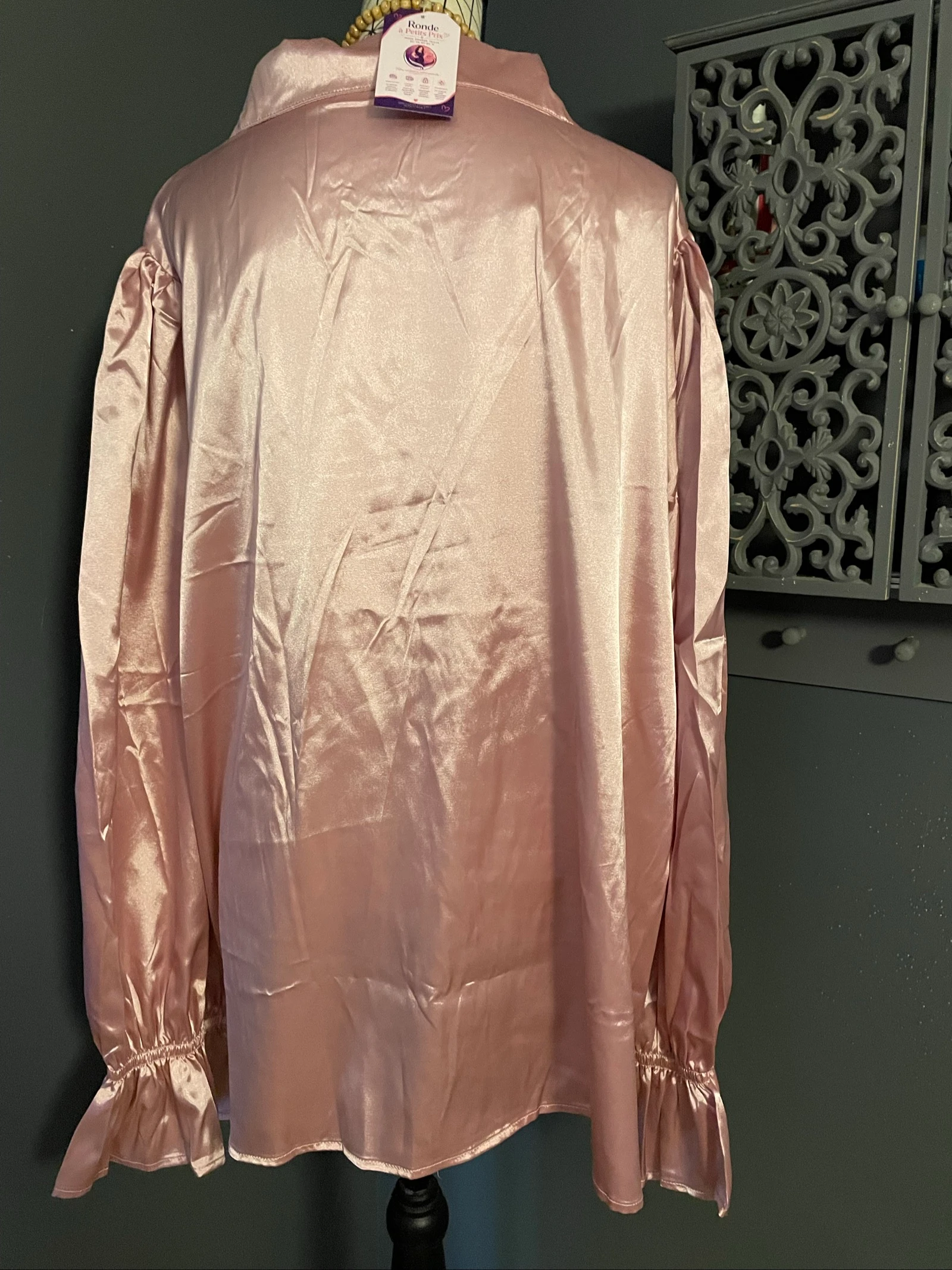 💖 blusa túnica de cetim rosa antigo plus size 58 mangas com babados 💖 – photo 6